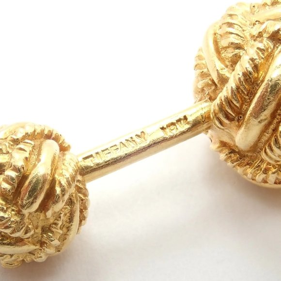 Rare! Vintage Tiffany & Co. 18k Yellow Gold Schlumberger Rope Knot Cufflinks - Picture 6 of 11